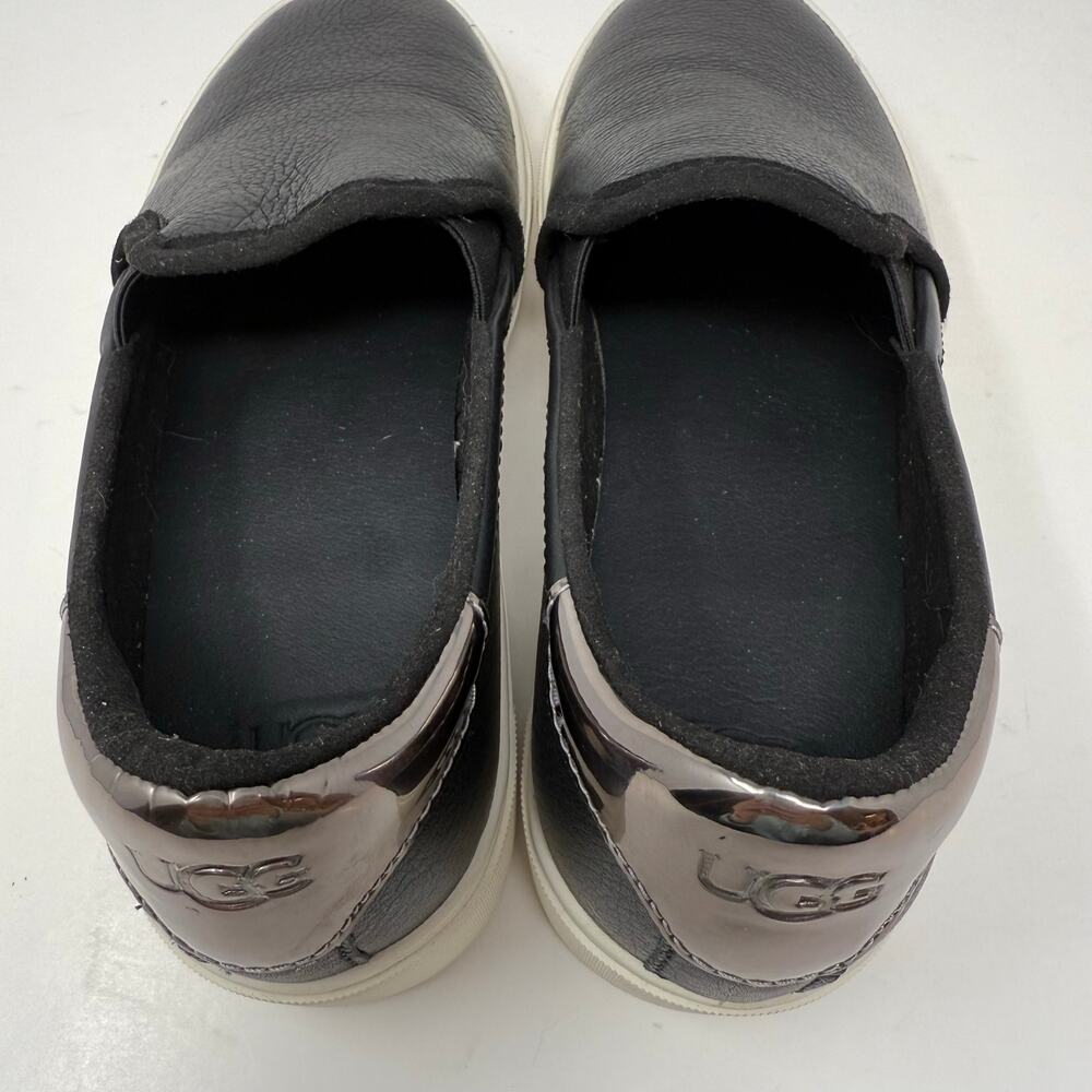 Ugg Jass Leather Slip-on Sneaker Womens 8 Black Silver Preppy Casual Shoes NWT - Picture 9 of 12